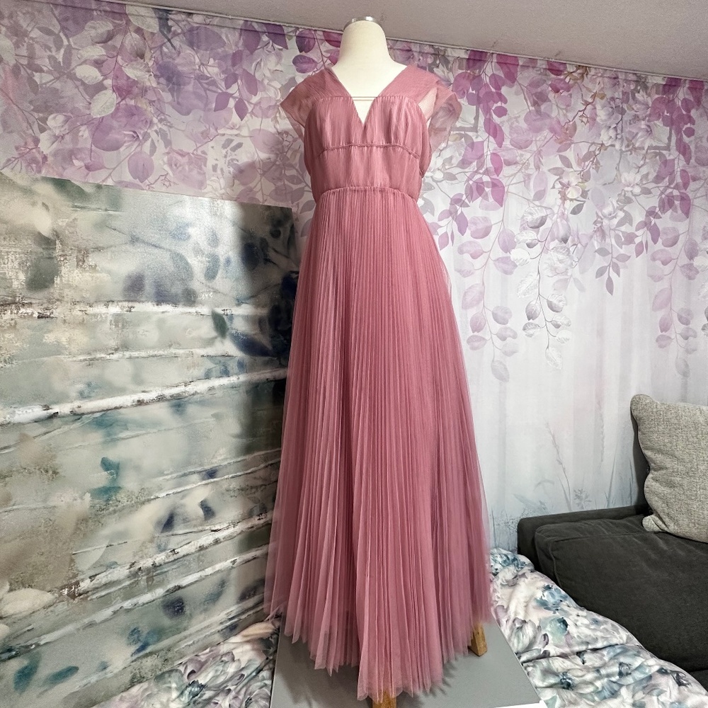 ASOS Tulle Maxi Dress Rose Pink Size 6